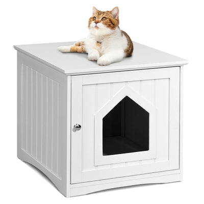 Sidetable Nightstand Weatherproof Multi-function Cat House-White - Relaxacare