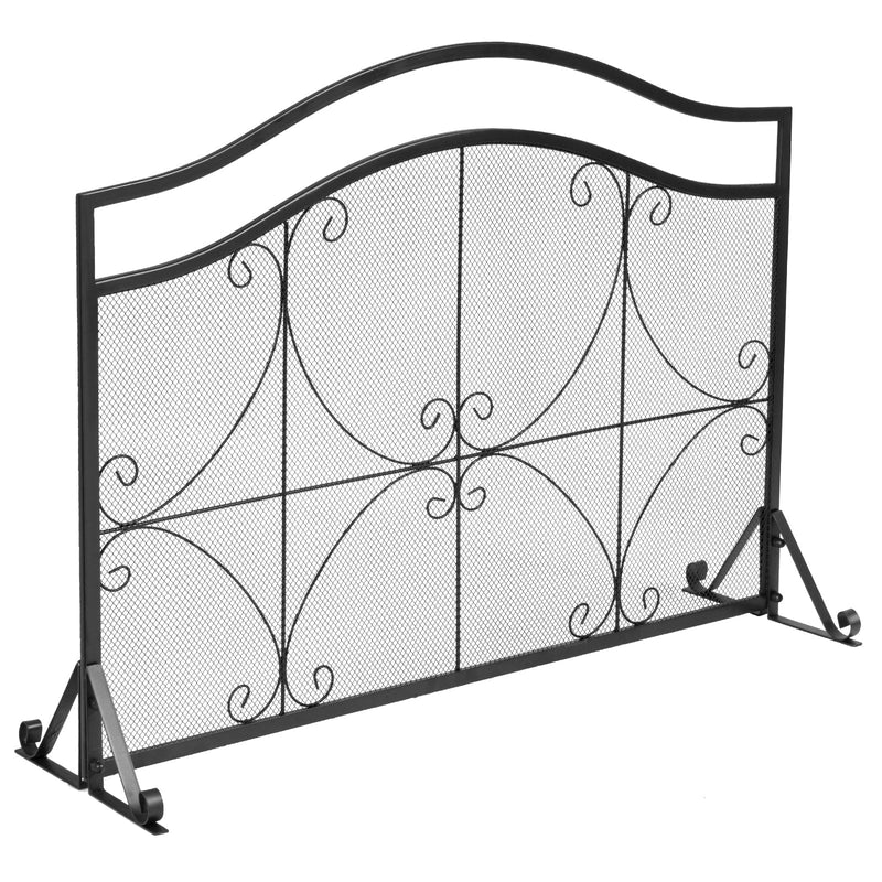 Single Panel Fireplace Screen Free Standing Spark Guard Fence - Relaxacare