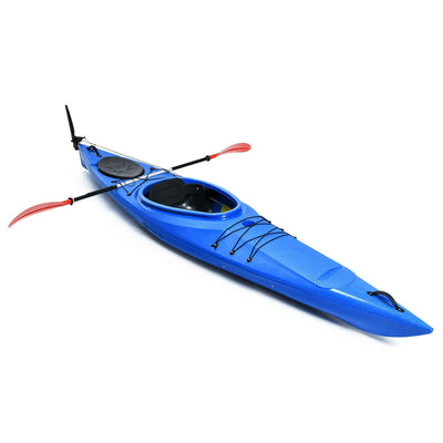 Single Sit-in Kayak Fishing Kayak Boat With Paddle and Detachable Rudder-Blue - Relaxacare