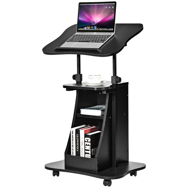 Sit-to-Stand Laptop Desk Cart Height Adjustable with Storage - Relaxacare