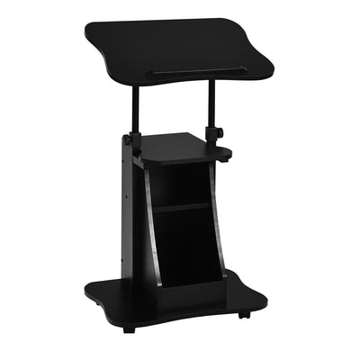 Sit-to-Stand Laptop Desk Cart Height Adjustable with Storage-Black - Relaxacare