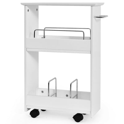 Slim Rolling 3-Tier Bathroom Mobile Shelving Cabinet with Handle - Relaxacare