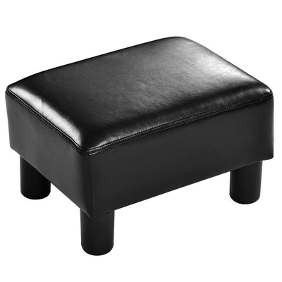 Small PU Leather Rectangular Seat Ottoman Footstool-Black - Relaxacare