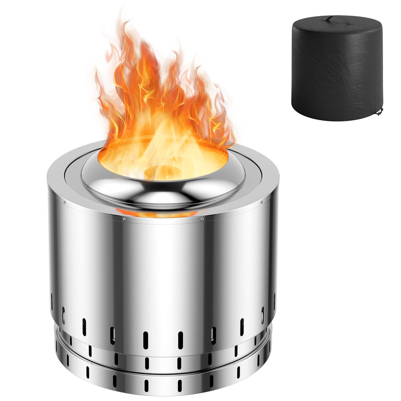 Smokeless Stainless Steel Fire Pit with Ash Pan for Yard Camping - Relaxacare