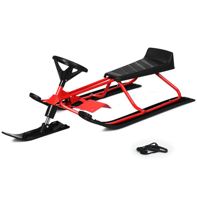 Snow Sled with Steering Wheel and Double Brakes Pull Rope Slider - Relaxacare
