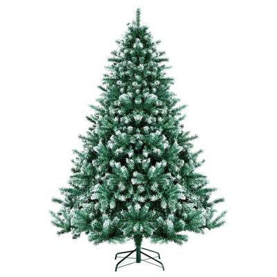 Snowy Hinged Artificial Christmas Tree with Realistic Tips and Metal Stand - Relaxacare