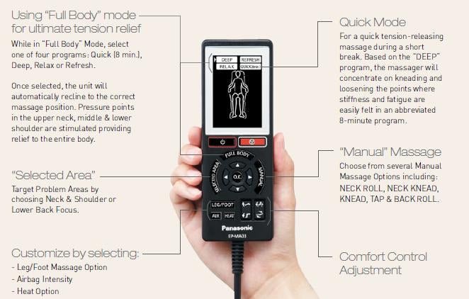 (Sold in Canada Only) Panasonic Urban Series Massage Chair With Heated Foot & Calf Massage (EPMA03) - Relaxacare