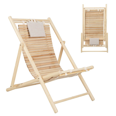 Solid Fir Wood Lounge Chair with 3-Level Adjustable Backrest and Soft Padded Headrest - Relaxacare