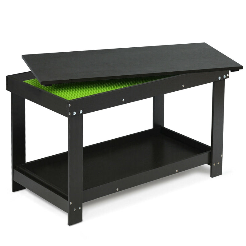 Solid Multifunctional Wood Kids Activity Play Table-Black - Relaxacare