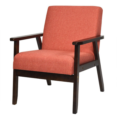 Solid Rubber Wood Fabric Accent Armchair-Orange - Relaxacare