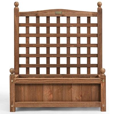 Solid Wood Planter Box with Trellis Weather-Resistant Outdoor - Relaxacare