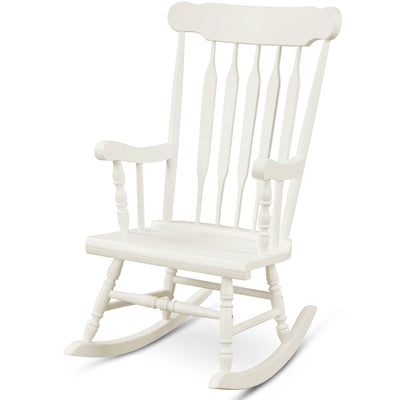 Solid Wood Porch Glossy Finish Rocking Chair-White - Relaxacare
