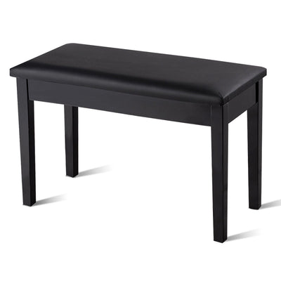 Solid Wood PU Leather Padded Piano Bench Keyboard Seat-Black - Relaxacare