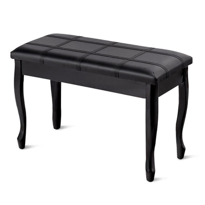 Solid Wood PU Leather Piano Bench with Storage-Black - Relaxacare