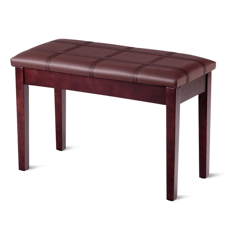 Solid Wood PU Leather Piano Double Storage Keyboard Bench - Relaxacare