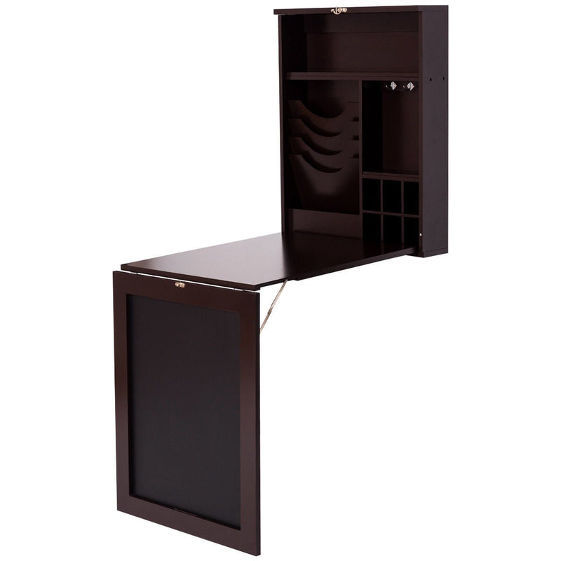 Space Saver Convertible Wall Mounted Desk-Coffee - Relaxacare