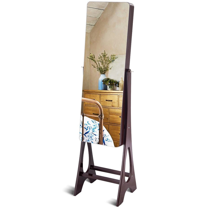 Standing Armoire Organizer Jewelry Cabinet w/ LED -Brown - Relaxacare