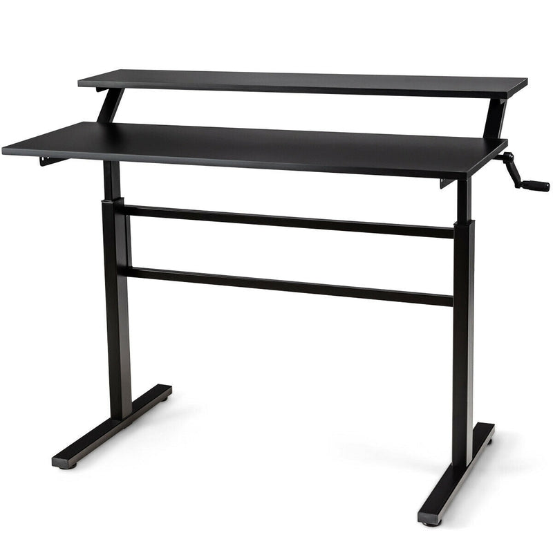 Standing Desk Crank Adjustable Sit to Stand Workstation -Black - Relaxacare