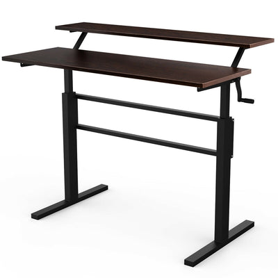 Standing Desk Crank Adjustable Sit to Stand Workstation -Brown - Relaxacare