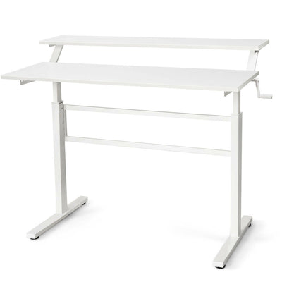 Standing Desk Crank Adjustable Sit to Stand Workstation -White - Relaxacare