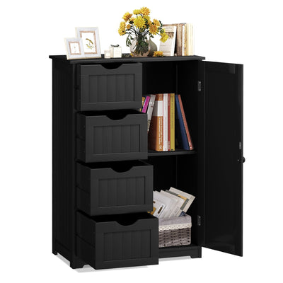 Standing Indoor Wooden Cabinet with 4 Drawers-Black - Relaxacare