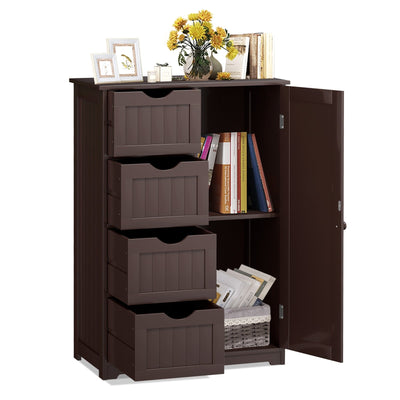 Standing Indoor Wooden Cabinet with 4 Drawers-Brown - Relaxacare