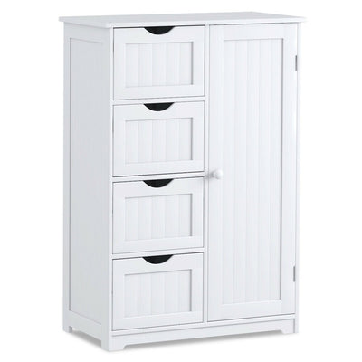 Standing Indoor Wooden Cabinet with 4 Drawers-White - Relaxacare