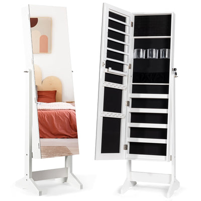 Standing Jewelry Armoire Cabinet with Full Length Mirror - Relaxacare