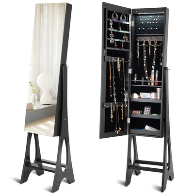 Standing Mirror Jewelry Cabinet-Black - Relaxacare