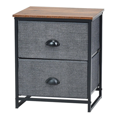 Sturdy Steel Frame Nightstand with Fabric Drawers - Relaxacare