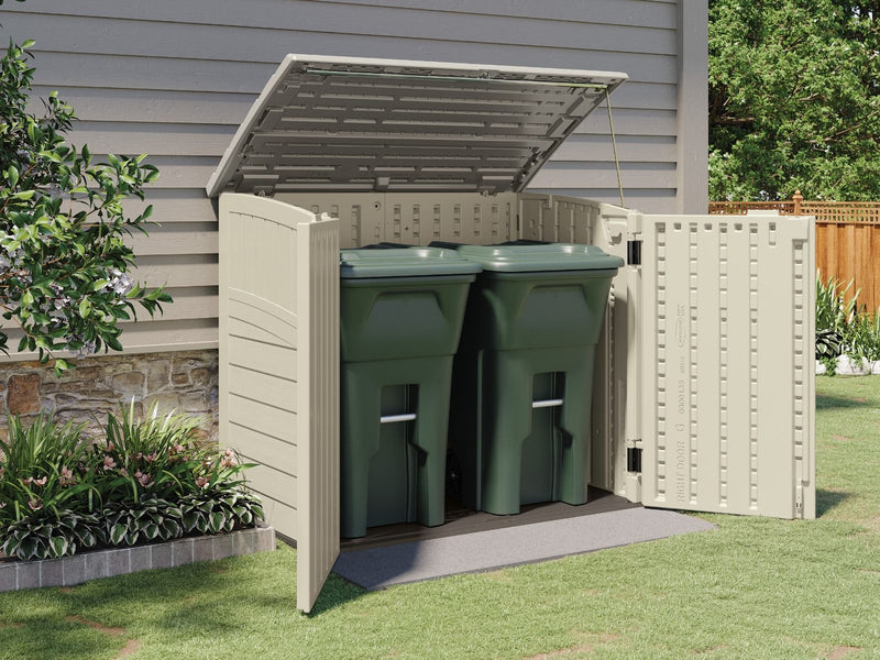 Suncast- Horizontal Shed - Vanilla With Stoney Roof 34 cu. ft. - Relaxacare
