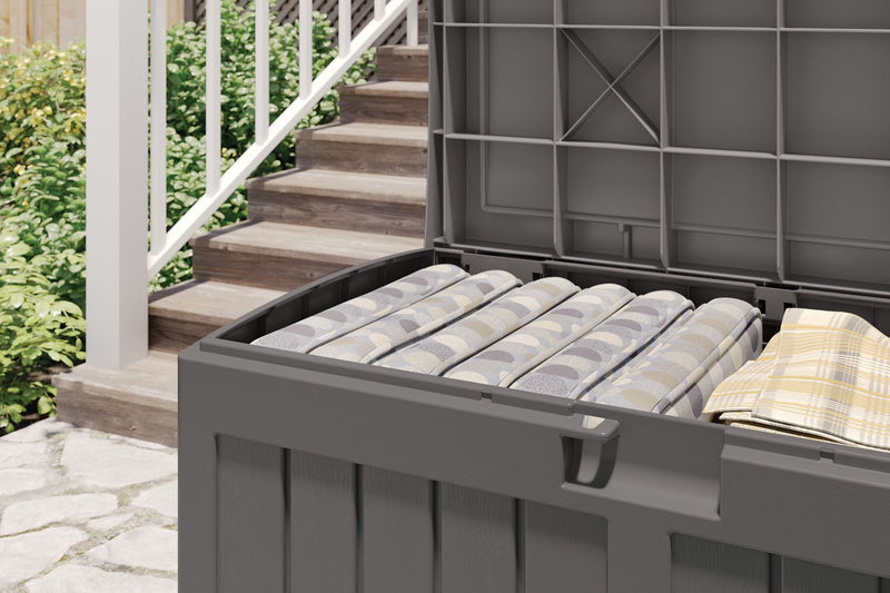 SunCast- Medium Deck Box with Seat - Stoney 50 Gallon - Relaxacare