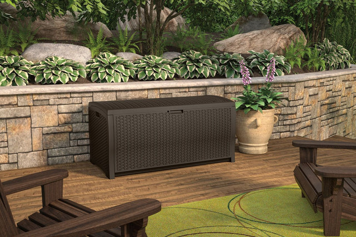 SunCast- Resin Wicker Deck Box - Java 99 gallon