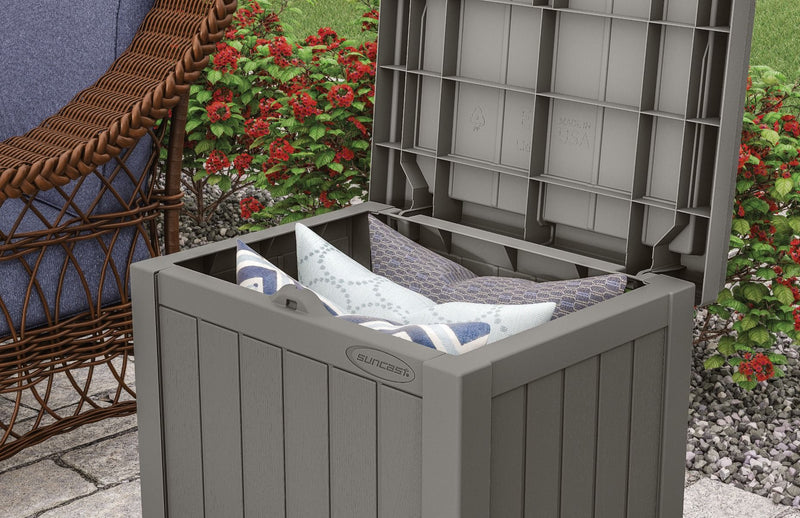 SunCast- Small Deck Box with Storage Seat - Stoney 22 gallon - Relaxacare