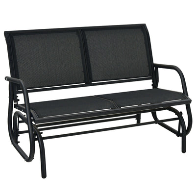 Swing Glider Chair 48 Inch Loveseat Rocker Lounge Backyard-Black - Relaxacare