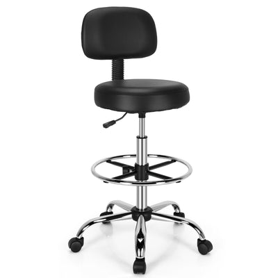 Swivel Drafting Chair with Retractable Mid Back and Adjustable Foot Ring-Black - Relaxacare