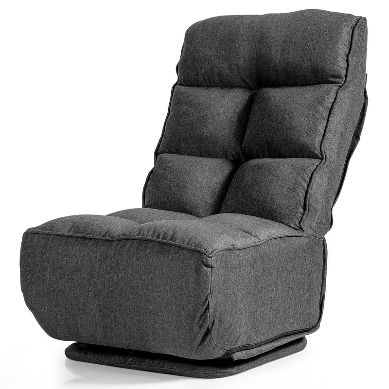 Swivel Folding Floor Gaming Chair with 6 Adjustable Positions and Metal Base-Gray - Relaxacare