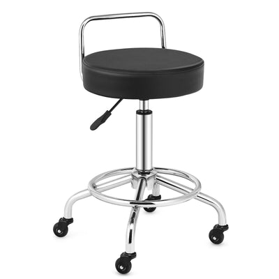 Swivel Height Adjustable Rolling Stool with Footrest and Cushioned Seat - Relaxacare