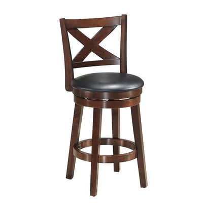 Swivel X-back Upholstered Counter Height Bar Stool with PVC Cushioned Seat-24 Inch - Relaxacare
