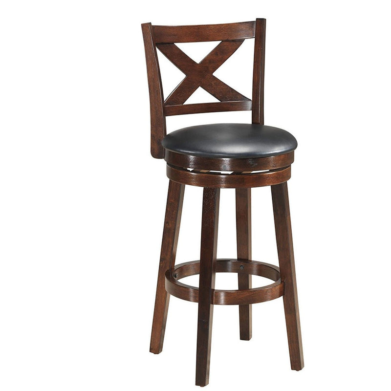Swivel X-back Upholstered Counter Height Bar Stool with PVC Cushioned Seat-29 Inch - Relaxacare