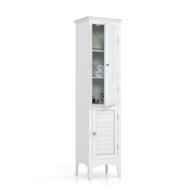 Tall Bathroom Floor Cabinet with Shutter Doors and Adjustable Shelf - Relaxacare