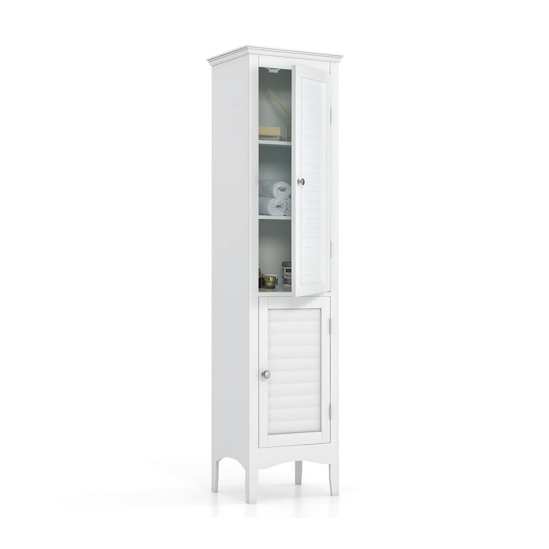 Tall Bathroom Floor Cabinet with Shutter Doors and Adjustable Shelf - Relaxacare