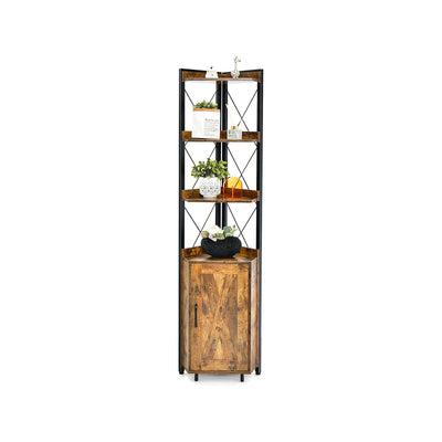 Tall Corner Storage Cabinet with 3-Tier Shelf and Enclosed Cabinet - Relaxacare