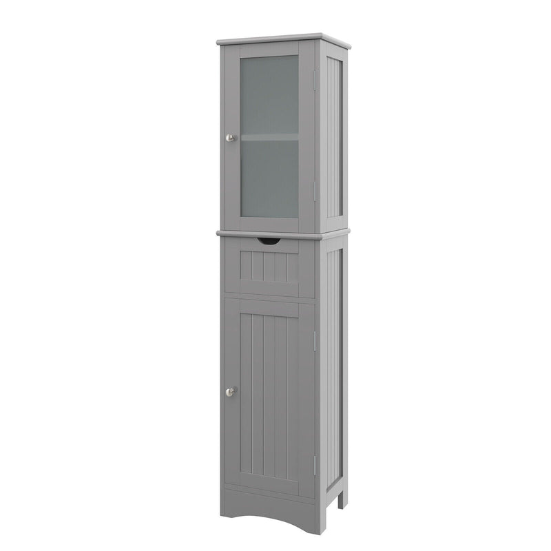 Tall Floor Storage Cabinet with 2 Doors and 1 Drawer for Bathroom-Gray - Relaxacare
