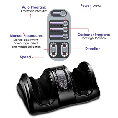 Therapeutic Shiatsu Foot Massager with High Intensity Rollers - Relaxacare
