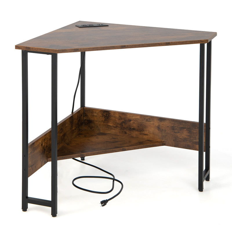 Triangle Computer Corner Desk with Charging Station - Relaxacare