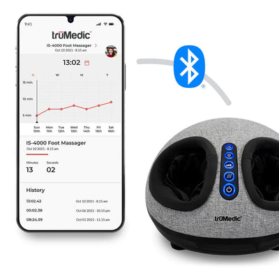TruMedic-App Controlled-2023 Model-InstaShiatsu+ Smart Series Vitala Foot Massager With Heat in Grey - Relaxacare