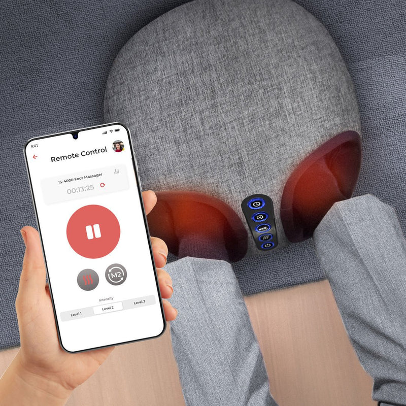 TruMedic-App Controlled-2023 Model-InstaShiatsu+ Smart Series Vitala Foot Massager With Heat in Grey - Relaxacare