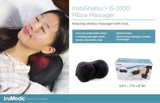TruMedic InstaShiatsu+ Pillow Massager With Heat - Relaxacare