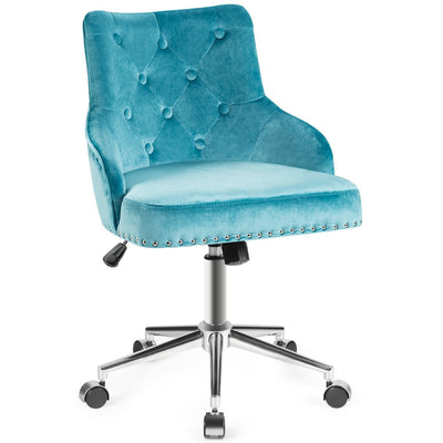 Tufted Upholstered Swivel Computer Desk Chair-Turquoise - Relaxacare